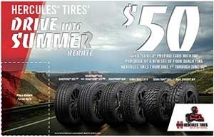 Hercules® Tires Offers $50 Drive Into Summer Rebate
